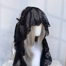 Băng đô ren đen trắng Lolita dành cho nữ, khăn che mặt phong cách Gothic Harajuku, phụ kiện cosplay, phụ kiện tóc ngọt ngào cho Halloween. - Nhiều màu - Xem 5