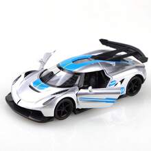 1 pieza (en bolsa) Juguete de superdeportivo a escala 1/36 de dos tonos para niños, con un vehículo de juguete de aleación de zinc con colores contrastantes geniales. Un juguete de coche de carreras/superdeportivo, coche de juguete de aleación fundida de alta calidad, con mecanismo de retroceso y puertas laterales que se abren. Adecuado para niños a partir de 3 años. Un solo coche de juguete de aleación, perfecto para regalos de vacaciones, colecciones de juguetes, regalos de cumpleaños y otros coches de juguete exquisitos. - Plata - Plateado - Ver 2