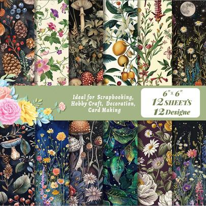 12 fogli di carta da scrapbooking floreale, bellissimi disegni di fiori - blocco di carta per craft e arte, per scrapbooking, decorazione di diari e agende, carta retrò per confezioni regalo di Natale e vacanze, perfetta per ragazzi, adulti e lavoretti per feste in famiglia