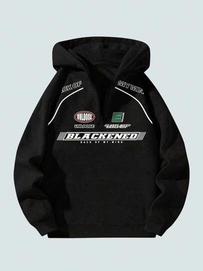  MODCRASH 春秋男士连帽拉链卫衣，加厚休闲宽松百搭套头衫