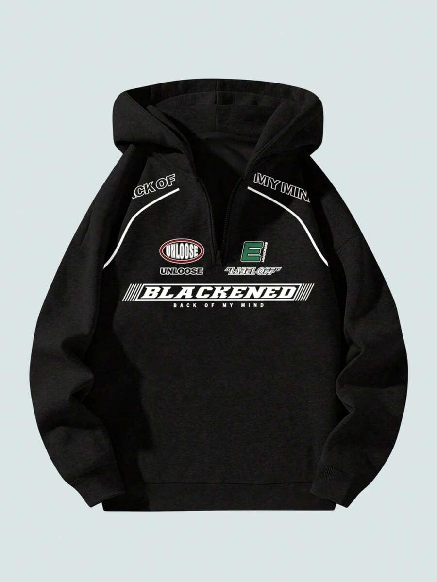 MODCRASH Spring & Autumn Men Hooded Zip-Up Sweatshirt, Thick Casual Loose Versatile Pullover