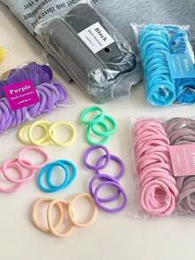 Kit Of Up To 300 Seamless Hair Ties With High Elasticity In Sweet Colors For Children And Adults - 100 件裝 - 查看 6