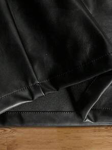 Pantalones cortos cargo de hombre de piel sintética negra, estilo urbano - Negro - Ver 8