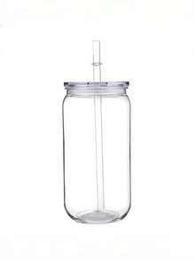 1个，16盎司/480毫升双层塑料杯，PC材质，带吸管和盖子，底部有孔可添加闪粉，适用于派对、办公室、礼品、节日等场合。 - 彩色 - 查看 11