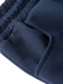 Women's Casual Loose Fit Wide Leg Pants, Versatile Black Relaxed Fit Sweatpants, Comfortable American Style Athletic Trousers - Navy Blue - View 7