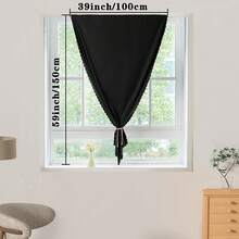 1pc Blackout Curtain, Solid Color With Black Backing, Blocks Sunlight, Darkens Room, Protects Privacy, No-Drill Adhesive Window Curtain - Multicolor - View 18