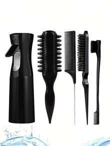 1/2/3/4/5/6/11/12件套全新9排发梳套装，侧槽设计增强卷发清晰度和分离度，干湿两用，居家旅行皆宜，节日个性化礼物的完美之选（黑色） - 彩色 - 查看 2