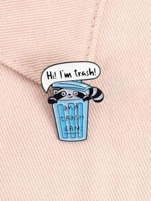 1 Piece Kawaii Satirical Attitude Expression Pin Raccoon Meme Design Blue Bin Self-Mocking Slogan Fun Pin For Fun Accessory Group Daily Outfit And Humorous Style Display Scene - Blue - View 4