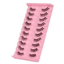 10 Pairs Luxury Cat Eye Style False Eyelashes, Natural & Thick Fake Lashes With Striped Extension, Essential Makeup Tool For Travel - Black - View 5