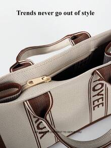 1pc Black & White Striped Minimalist Lightweight Foldable Open-Top Tote Bag, Fashionable For Outings, Commuting, Photography, Suitable For All Seasons - Multicolor - View 7