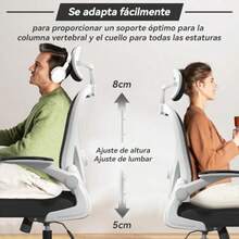 VIDITA Silla de Oficina ergonómica Respaldo Alto Malla Transpirable reposabrazos Ajustables Blanco y Negro - Blanco Y Negro - Ver 4