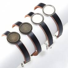 1 pieza Brazalete de cuero genuino en blanco para hacer joyas - Suministros de artesanía hechos a mano de estilo retro ajustables para DIY - pulsera de paleta - Ver 7