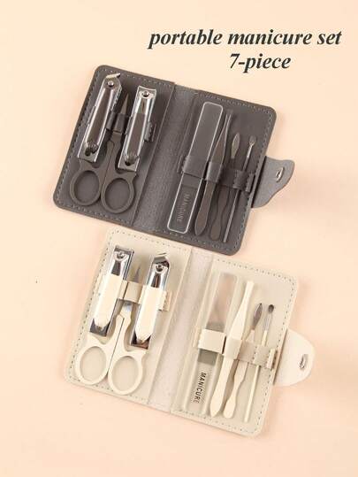 7pcs Compact Manicure Set, New Nail Clipper & Beauty Scissors, Nail Care & Beauty Tools Nail Clipper Set, Suitable For Home And Travel, Unisex