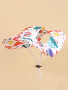 1pc Cute Polyester Wind-Resistant Sun Hat With Ear Holes, Adjustable, Suitable For Small Pet Dogs To Wear Outdoors All Year Round - Multicolor - View 10