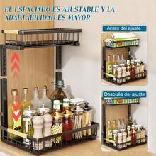Organizador de 2 Niveles Bajo Fregadero de Cocina, Organizadores de Cocina ExtraíBles de y Organizador Multiusos,cajón Deslizante Metal, Especieros - Negro - Ver 4