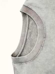 Sensitive Gangsta T Shirt Retro Washed T-Shirt Double Sided Printed 230 Pure Cotton T-Shirt Men's T-Shirt Men's Casual Comfortable Fashionable T-Shirt Street Style Cotton - 灰色 - 查看 2