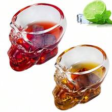 Glass Novelty Skull Shot Glass Whiskey Halloween Skull Glass Wine Glass Decorative Halloween Drinkware Vodka, And Cocktail Holiday Gifts - 2.6 Oz, Set Of 2 - 不保密 - 查看 2