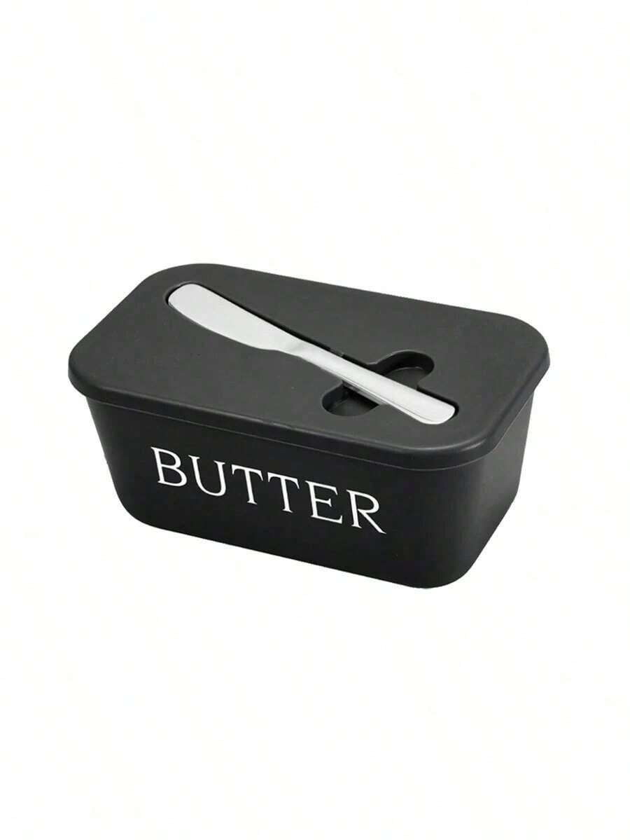 Butter Dish Set With Stainless Steel Knife – Covered Cheese Box, Food Storage For Butter, Cheese & More, Perfect For Home Kitchen & Picnics - màu đen - Xem 1