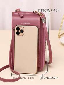 新款女士竖款手机包 | 轻便多功能PU单肩包，韩版学生钱包，小巧时尚的拉链手机包，多种颜色可选，适合日常使用、旅行和上学 - 彩色 - 查看 10