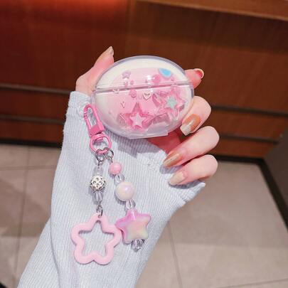 Ins Shiny Star Pendant Suitable For Huawei FreeBuds 5i/6i/7i Bluetooth Earphone Case, FreeBuds SE2/SE3/SE4/Clip2 Earphone Case, Minimalist Transparent FreeBuds Pro3/Pro4/Pro5 Earphone Cute Protective Case