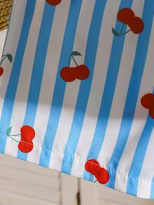 2pcs Baby/Baby GirlCasual Cute Cherry Doodle & Blue/White Striped Camisole Top And Shorts Set, Summer - Baby Blue - View 7