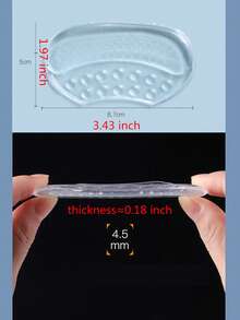 1 Pair 4D Silicone Heel Grips, Transparent Invisible Anti-Friction Heel Protector For Women, Suitable For High Heels, Loafers, Half Size Shoes - Clear - View 4