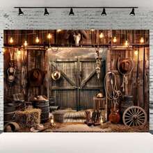 2D 平面西部牛仔背景:简约狂野牛仔主题装饰,适用于派对、生日等场合 - 多用途,无需电源,适用于照相亭和家居装饰 - 1個 - 查看 2