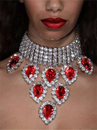 Bohemian Style Luxury Tassel Necklace, Sexy Shiny Crystal Maxi Necklace Accessory For Women, Suitable For Party & Nightclub