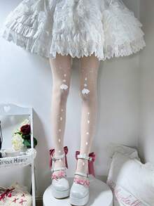 1 Pair Women's Sexy Fashion Jellyfish Print Pantyhose - milky white - View 3