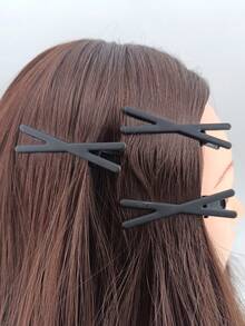 3pcs/Pack Ombre Elegant & Cute Iron Hair Clips, Suitable For Everyday Wear - Black - View 4