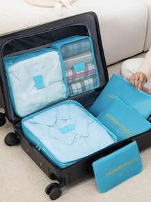 6/7件套行李收纳袋，旅行箱打包袋，鞋袋，衣物内衣收纳袋，男女通用 - 彩色 - 查看 4