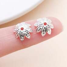 100pcs/Pack 8-10mm Plated Lotus Cup Spacer Caps, DIY Jewelry Findings For Bracelets, Necklaces And Beading. - Lotus - View 12