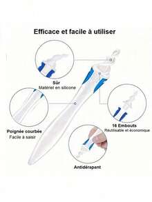 32pcs Soft Silicone Ear Wax Removal Tool Kit With 16 Replacement Heads, Easy To Remove Earwax, Reusable Ear Cleaner, Spiral Ear Care Health Cleaning Tool - White - View 3