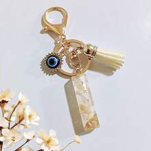 1个米色字母钥匙扣，恶魔之眼钥匙扣，流苏包饰吊坠，派对礼品 - 米色 - 查看 28