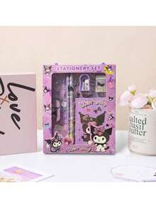 6pcs/Set Coulomi Cinnamon Dog, My Melody, Hello Kitty Cartoon Ruler, Pencil Sharpener, Eraser, Notebook Stationery Set, Creative Drawing And Office Supplies, Hello Kitty Stationery Gift Set (Some Accessories May Be Random) (Packaging Design Is Random) - Multicolor - View 3