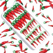 10/20个釉面红辣椒吊坠，适用于DIY吊坠、项链、手链、耳环饰品装饰、钥匙扣、手机挂绳等工艺品制作材料 - 紅色 - 查看 9