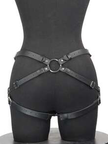 1pc Women's PU Leather Body Harness Garter Belt - Adjustable Thigh Straps For Club, Rave, Cosplay, And Fashion - 彩色 - 查看 3
