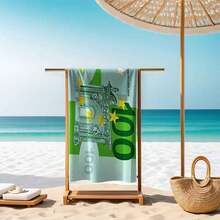 1pc European Pattern Beach Towel, Soft Beach Blanket, Super Fine Fiber Beach Mat, Suitable For Outdoor Travel, Camping, Swimming, Vacation, Beach Essential Bathroom Decor - Green - View 19