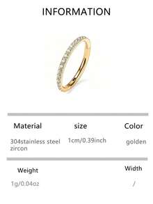 钛金属防过敏耳环、鼻环、唇环，适用于耳软骨、耳屏、耳垂、耳廓、耳甲腔等穿孔部位，镶嵌5A级立方氧化锆，尺寸6毫米/8毫米/10毫米 - 金色/银色 - 環形穿刺 - 查看 10