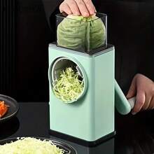 Heavy Duty Manual Rotary Slicer And Grinder - Handheld Plastic Vegetable Cutter With Adjustable Blades, Multi-Functional Veggie Chopper For Carrots, Cucumbers, Potatoes, Cheese, Nuts - Compact Kitchen And Catering Tool Easy To Clean - Green - View 2