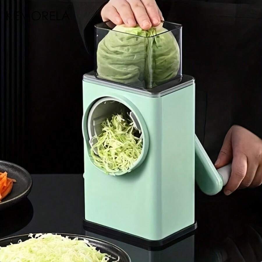 Heavy Duty Manual Rotary Slicer And Grinder - Handheld Plastic Vegetable Cutter With Adjustable Blades, Multi-Functional Veggie Chopper For Carrots, Cucumbers, Potatoes, Cheese, Nuts - Compact Kitchen And Catering Tool Easy To Clean