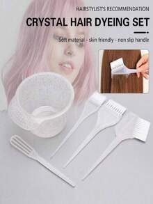 5pcs Oil Treatment Set, Pointed Tail Transparent Comb, Hair Salon Oil Bowl, Glitter Hair Dye Kit - Multicolor - View 6