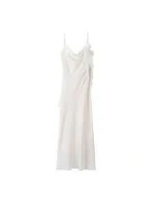 2026 Spring And Autumn Women's Dress Celebrity Pure Desire White Satin Halter Party Dress - trắng - Xem 4