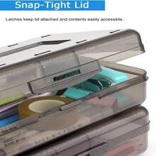 1pc Large Capacity Plastic Pencil Box, Transparent With Lid, Stackable Design, Fashionable Office Supply Storage Box - Black - View 6