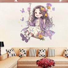 New Swing Girl Cute Cartoon Stickers Romantic Home Wall Stickers Car Stickers Scratch Waterproof. - Multicolor - View 8