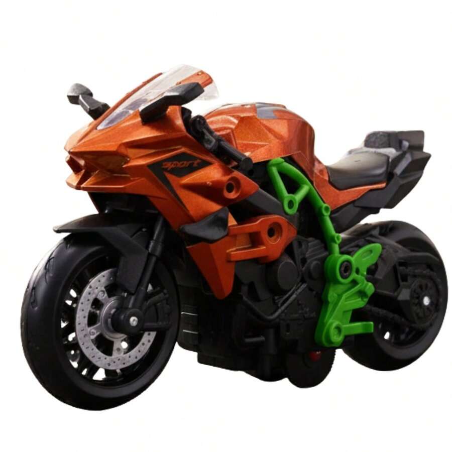 Miniatura Moto Esportiva Metal Pull Back1:14 Laranja Castela - Laranja - Visão 1