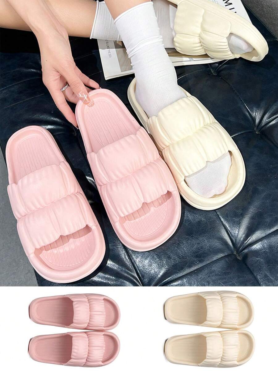 [Như một đám mây bao bọc đôi chân bạn] 1 đôi dép đi trong nhà/dùng cho cả bốn mùa, dép hở mũi thoải mái, thoáng khí, không gây khó chịu cho chân, nhẹ như quả trứng, chống thấm nước và chống trơn trượt, dép màu hồng thoáng khí, dép nữ, với thiết kế cánh hoa EVA tươi mát.