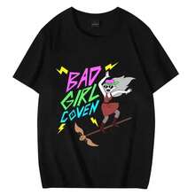 Camiseta con estampado de letras Bad Girl Coven para mujeres y hombres, ropa casual de verano Harajuku, camiseta de manga corta de alta calidad - Negro - Ver 1