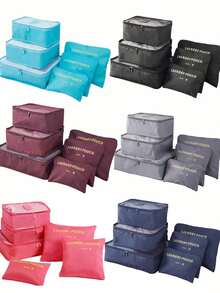 6pcs Travel Luggage Organizer Bags, Suitcase Packing Cubes, Shoe Bag, Clothes & Underwear Pouches, Unisex - Multicolor - View 4