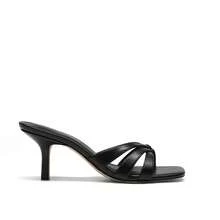 Women Crisscross Strap Kitten Heeled Sandals Fashionable Casual Slip-On High Heel Mules Comfortable Party Wedding Dress Shoes - 黑色 - 查看 8